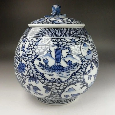 Mizusashi Sometsuke Ito Hashimoto Ryūgaku Made with Original Box - Image 1 of 4