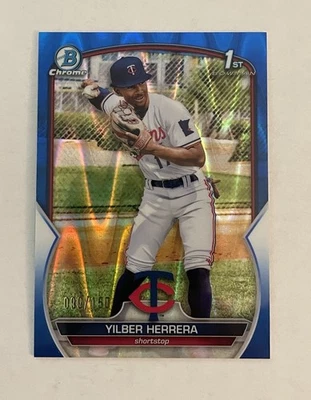 2023 Bowman Chrome 1st RC BLUE RAYWAVE REFRACTOR /150 #BCP-86 Yilber Herrera - Image 1 of 2