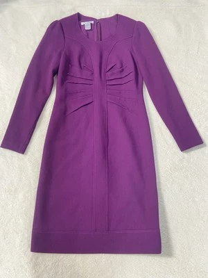 Oscar De La Rents Womens Size 6 Long Sleeve Wool Sheath Dress Silk Lined Zipper  - Image 1 of 4
