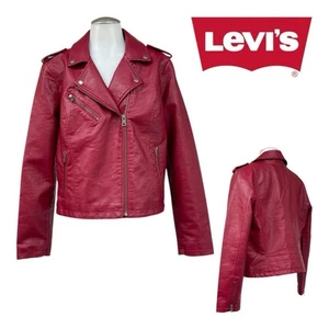 LEVIS Womens L Vegan Leather Moto Jacket Biker Riding Soft Classic Colorful NWT - Picture 1 of 22