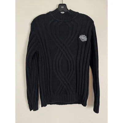 Harley Davidson свитер женщин средний кабель трикотажа пуловер черный бар и щит - Изображение 1 из 4