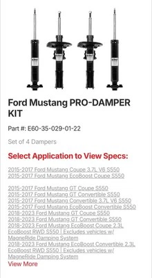 Eibach Pro-Damper Shocks And Struts Kit Fits 2015-2023 Ford Mustang GT/Ecoboost - Изображение 1 из 4