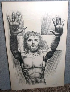 Rare Ozz Franca Large Jesus Christ Poster Art Plak-it 20" X 30" Vintage Print - Picture 1 of 22