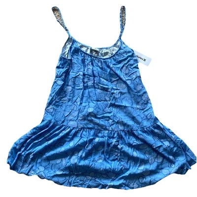 Hurley Abstract Floral Mini Dress Size Medium Blue Summer Dress - Image 1 of 4