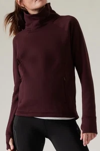 Athleta Altitude Polartec Funnel Neck Sweatshirt S Spiced Cabernet Plum Fleece - Picture 1 of 11