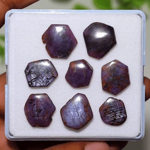 Lote de 8 piedras preciosas de zafiro estrella trapiche natural 13 mm-16 mm asterismo estrella hexagonal ~ - Imagen 1 de 11