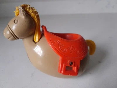 Caballo de rancho occidental Weeble Wobble de colección de los años 70 con silla de montar Foto 1 de 4