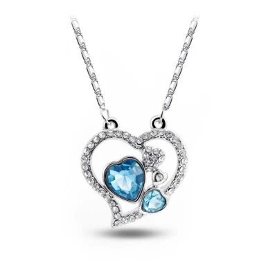 Elegante Topazio Blu Donna Gioielli 925 Argento Sterling Collana (Ciondolo+ - Immagine 1 di 4