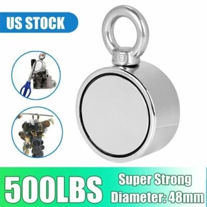 Fishing Magnet Kit 500LB Pulling Force Strong Neodymium Treasure Hunt 48mm US - Picture 1 of 16