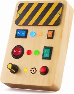 Busy Board Toys for Ages 2-4 Toddler Boy Toys 2-3, Wooden Travel Toys with Light - Picture 1 of 6