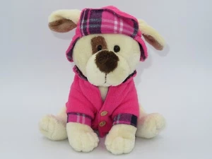 Animal Aventura Cachorro Perro Peluche Marrón Crema ~R~ Peluche Rosa Abrigo Sombrero 8" - Imagen 1 de 4