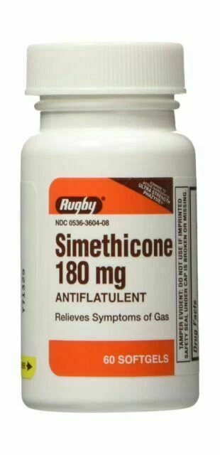 Rugby Simethicone 180mg Capsule for Gas Relief - 60 Count