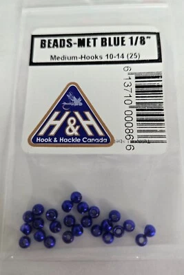 Lote de Cuentas "Met Blue" 1/8" Med 25 piezas Gancho tamaño 10 - 14 Foto 1 de 2