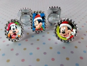Santa Xmas -12 Rings-Party Favors Kids Cupcake Loot Birthday Kids- - Picture 1 of 1