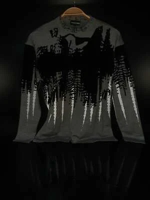 EMPORIO ARMANI SWEATERS WITH VELVET DETAILS-DARK GRAY. - Image 1 of 4