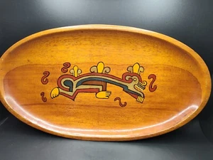 Vintage 1960s Panama Cocle Indian wood platter signed by artist - Picture 1 of 11