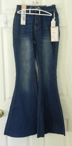 Wax Jean Womens Jeans 7/28 Denim Super Flares Stretch Raw Hem Sustainable NWT - Picture 1 of 6