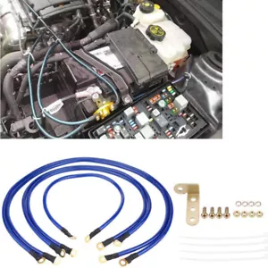 US Car Ground Cable 5Point Earth Cable System Ground Grounding Wire Kit Blue - Picture 1 of 7