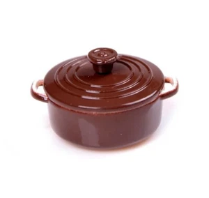 Doll House Accessories 1:12th Miniature - Cast Iron Pot Brown - Picture 1 of 2