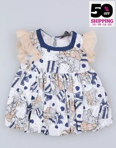 RRP€193 MONNALISA BEBE Baby Trapeze Dress Size 3M Ruffle Made in Italy - Picture 1 of 2