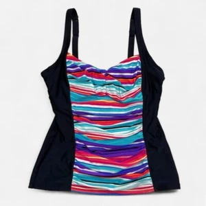 CROFT & BARROW Ruching Accent Slimming Underwire Tankini Swim Top Size 12 - Picture 1 of 6