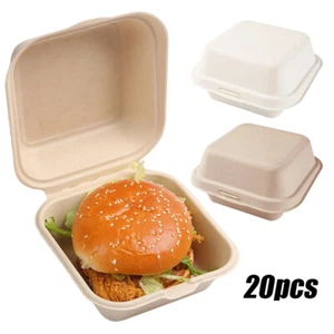 20X Einweg Umweltfreundlich Bento Box Obst Salat Hamburger Kuchen Verpackung Boxen - Bild 1 von 12