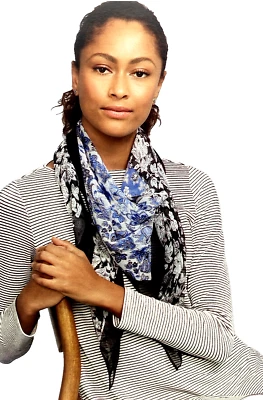 J.Jill NWT Very Beautiful Silk Lotus Garden Square 40X40 Scarf NEW $69 - Image 1 of 4