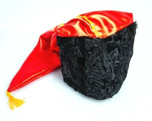 PAPAKHA Bashlyk Red Military Sheepskin FUR Hat Kubanka Ukrainin Cossack Repro - Picture 1 of 9