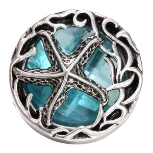 Snap Jewelry Starfish Blue Ocean Ginger Charm 18MM Interchangeable Snap Button - Picture 1 of 10
