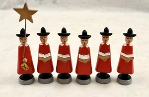6 tlg. ERZGEBIRGE Holz Weihnachtslieder Figurenset E. Germany - Bild 1 von 5
