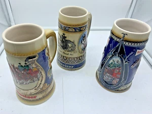 3er Set Vintage Budweiser Clydesdales Holiday Ceramarte Becher Bierkrüge - Bild 1 von 3