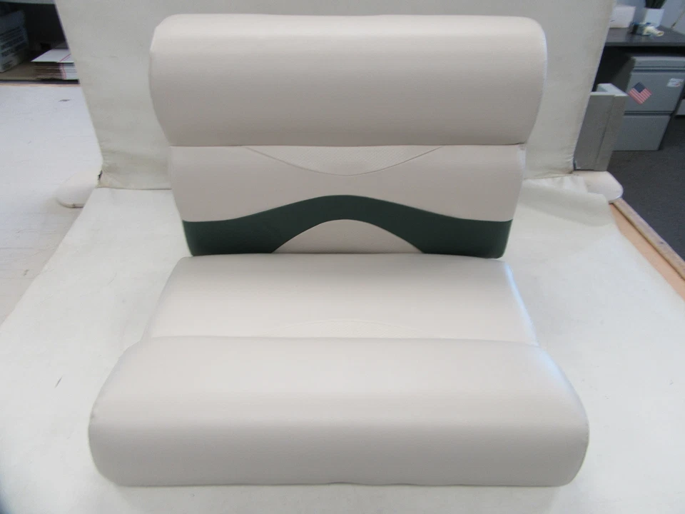WISE PREMIER PONTOON 27" BENCH SEAT CUSHION SET BM1242-1032 CREAM / GREEN BOAT - Image 1 of 4