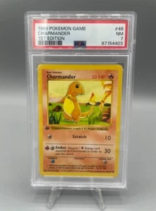 Tarjeta de Pokémon: 1a Edición CHARMANDER 1999 BASE PSA 7 casi nueva - Imagen 1 de 2