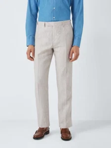 John Lewis Cambridge Linen Regular Fit Trousers Size 42 Long NEW Stone Beige - Picture 1 of 20