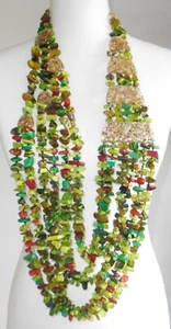 Sobral Fragments Ravi Citrano Green & Gold Bead Huge Runway Artist Made Necklace - Picture 1 of 8
