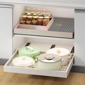 Pull Out Cabinet Organizer,Width (14"-21") and Depth (17"-24") Expandable with 3 - Picture 1 of 12