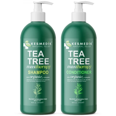 Kesmedik Tea Tree Shampoo & Conditioner Set for Itchy & Dry Scalp, 16 fl oz Each - Image 1 of 4