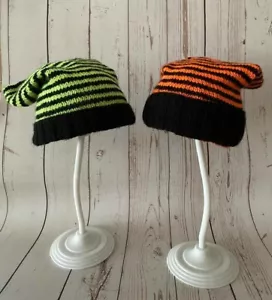 childrens or babies hand knit slouch style hat with striped pattern many colour  - Picture 1 of 4