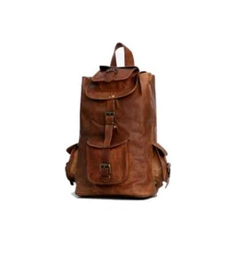 Genuine Genuine Genuine Leather Men's Backpack Shoulder Bag Brown Vintage Bag Lapto... - Picture 1 of 4