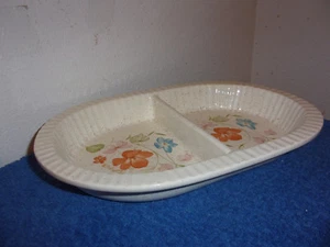 VINTAGE TREASURE CRAFT DIVIDED 12" PORCELAIN SERVING DISH w/ FLORAL DESIGN..MAD - Picture 1 of 6
