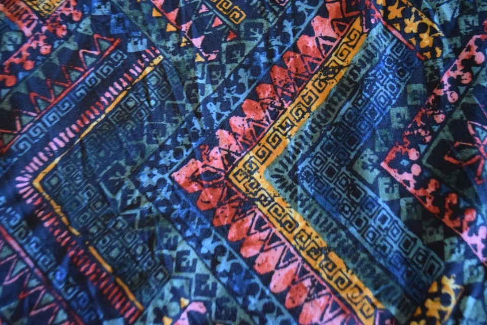 30" x 56" Jersey Knit Stretchy fabric, Geometric/abstract, blue, green and pink - Image 1 of 1