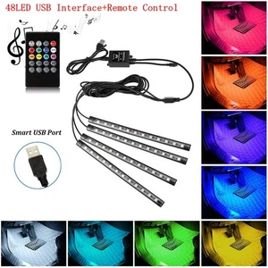 Led light strip for Cars Inside car Lighting interior Glow Color music control - Picture 1 of 3