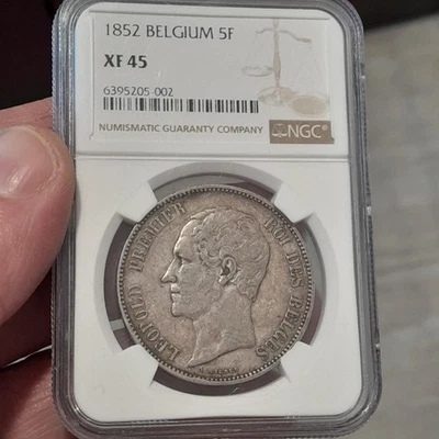 Moneda de 5 francos Bélgica 1852 NGC XF45 Foto 1 de 4