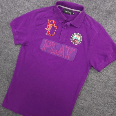 Play Cloths Polo Shirt Mens XL Purple Pique Cotton Patch Embroidered Golf Casual - Image 1 of 4