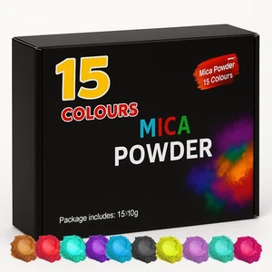 15 Colors Mica Powder Set Non-Toxic for Cosmetic Nails Art Dye Paint & Crafting - Picture 1 of 4