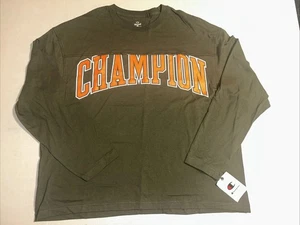 Champion T-Shirt Herren 2XL Ground Green Oversized Logo Langarm Rundhals Neu mit Etikett - Bild 1 von 7