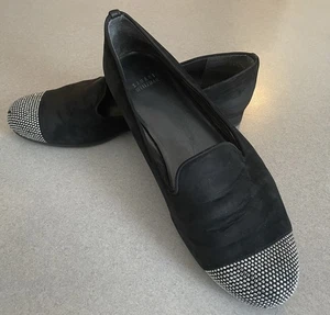 Stuart Weitzman Black Suede Embellished w/Crystals Slip on Dress Shoes Sz 9.5 M - Picture 1 of 9