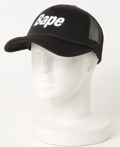Authentic a bathing ape bape bape logo mesh cap trucker hat black new - Picture 1 of 11