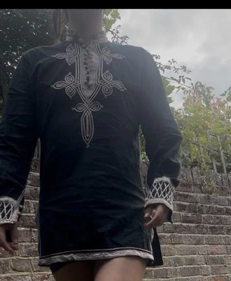 Disfraz Túnica Marroquí Túnica Boho - Camisa Caftán Bordada S Reino Unido 8-10 Unisex Foto 1 de 4
