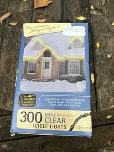 Holiday Time 300ct Clear Icicle Lights Green Wire 18 1/2 FT - Picture 1 of 5